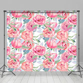 Aperturee - Aperturee Watercolor Red Pink Rose Floral Photography Backdrop